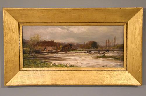 Oil painting by James Aumonier “The Old Swan, Pangbourne Weir” (1 of 5)