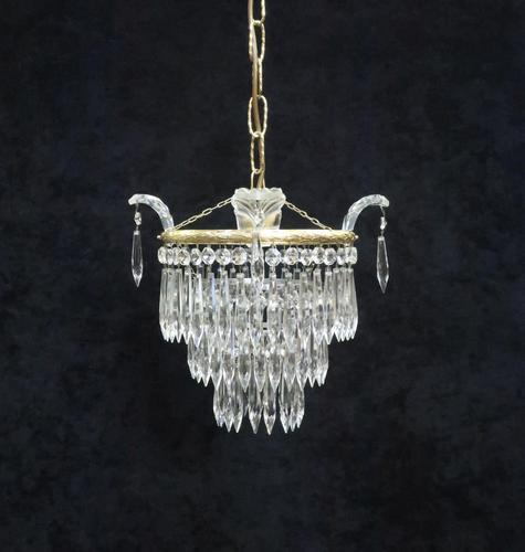 Italian Art Deco Three Tier Crystal Glass Chandelier (1 of 7)