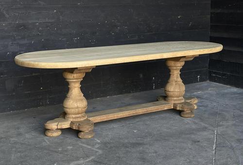 Large French Bleached Oak Monastery Dining Table (1 of 18)