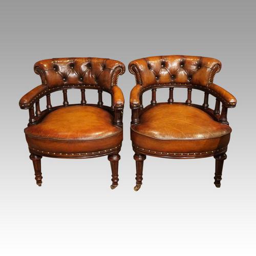 Pair of Victorian leather desk chairs (1 of 7)