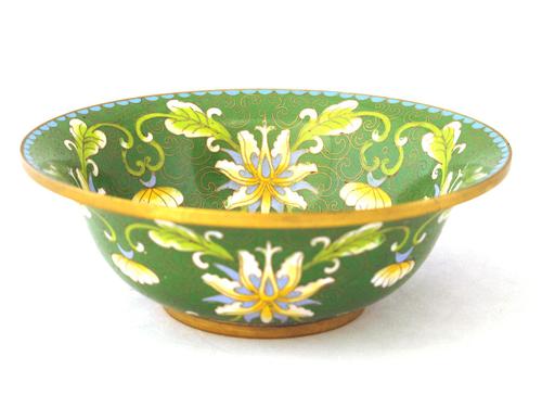 Fine Japanese Green Cloisonné Orchid Bowl (1 of 5) Fine Japanese Green Cloisonné Orchid Bowl (1 of 5)