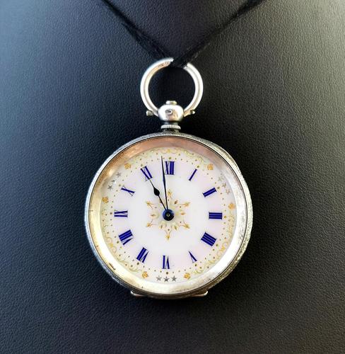 Antique Fine Silver Pocket Watch, Ladies Fob Watch (1 of 13) Antique Fine Silver Pocket Watch, Ladies Fob Watch (1 of 13)