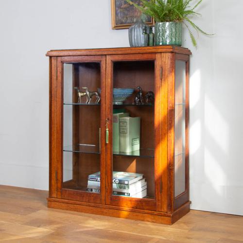 Attractive 1930s Oak Glazed Cabinet Bookcase With Key (1 of 12)