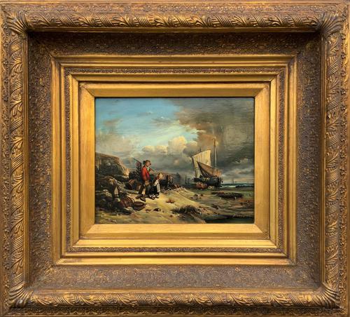 Beautiful Original Coastal Oil on Panel Painting with Fishing Boats & 2 Children (1 of 10) Beautiful Original Coastal Oil on Panel Painting with Fishing Boats & 2 Children (1 of 10)