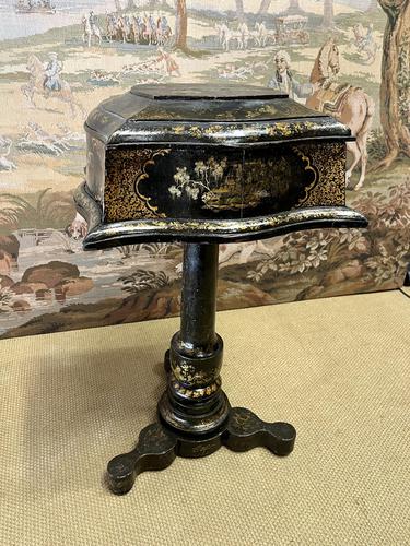 19th Century Lacquered Hand Painted Box on Stand (1 of 10)