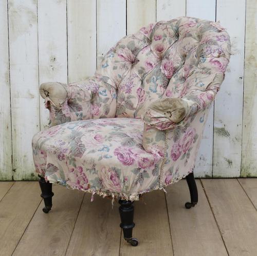 Antique Napoleon III Tub Armchair for re-upholstery (1 of 8)