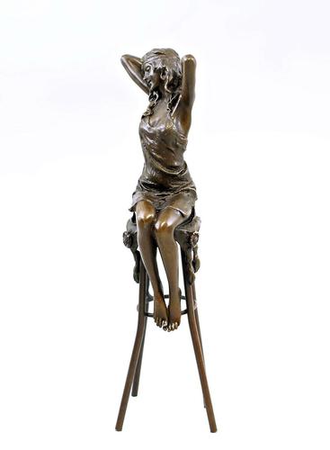 Josephine sitting on a stool, a bronze figurine by "Pierre Collinet (1 of 4) Josephine sitting on a stool, a bronze figurine by "Pierre Collinet (1 of 4)