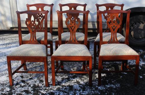 1960 Set 6 Mahogany Georgian style Dining Chairs in a Pale Pattern. (1 of 3)