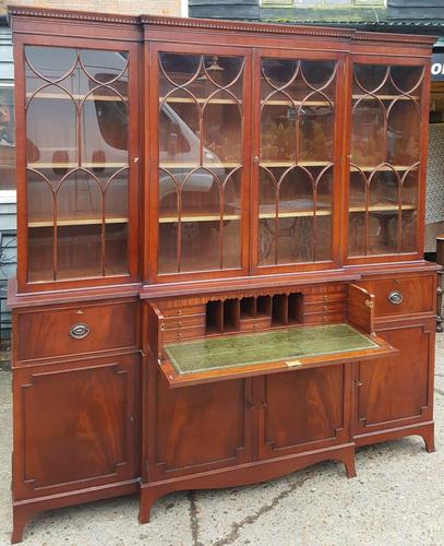 Georgian Design Mahogany Breakfront Secretaire Bookcase (1 of 8)