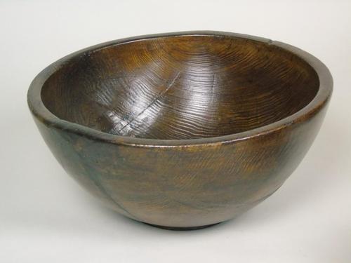 Antique Elm Hand Adzed Dairy Bowl / Fruit Bowl (1 of 4)