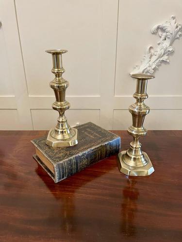 Pair of Antique Victorian Brass Candlesticks (1 of 7)