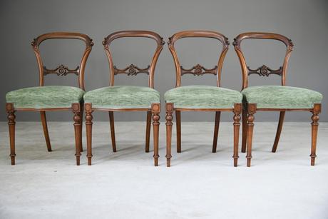 Set of 4 Antique Victorian Walnut Dining Chairs (1 of 12)