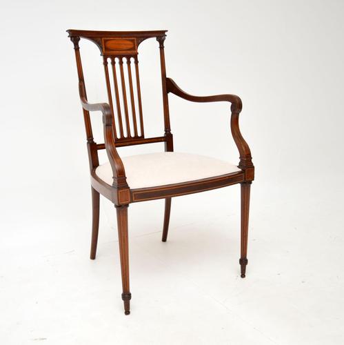 Antique Edwardian Inlaid Mahogany Armchair (1 of 10)