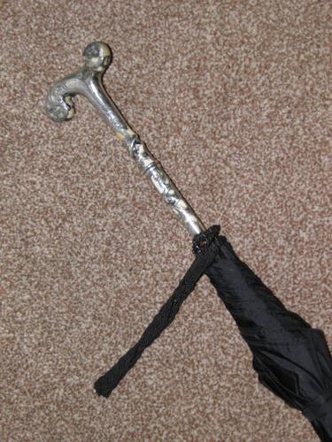Antique Solid Silver Intricate Detailed Handled Umbrella W/Black Canopy "A.J.H" (1 of 18) Antique Solid Silver Intricate Detailed Handled Umbrella W/Black Canopy "A.J.H" (1 of 18)