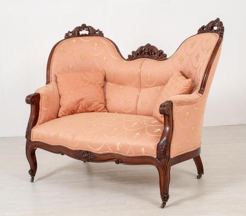 Elegant Victorian Mahogany Settee (1 of 9)