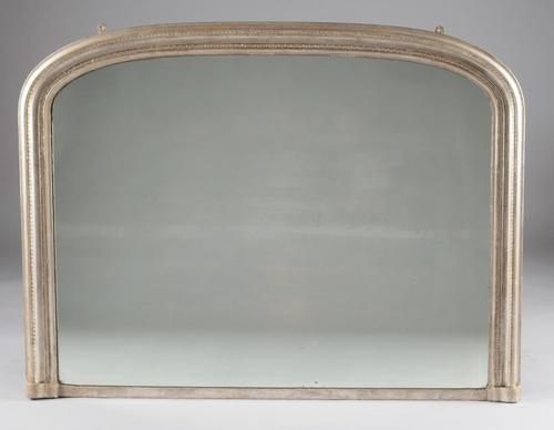 Large 19th Century English Silvered Overmantle Mirror (1 of 6)