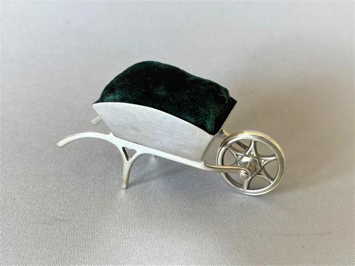 Rare Edwardian Silver Wheelbarrow Pin Cushion (1 of 7)