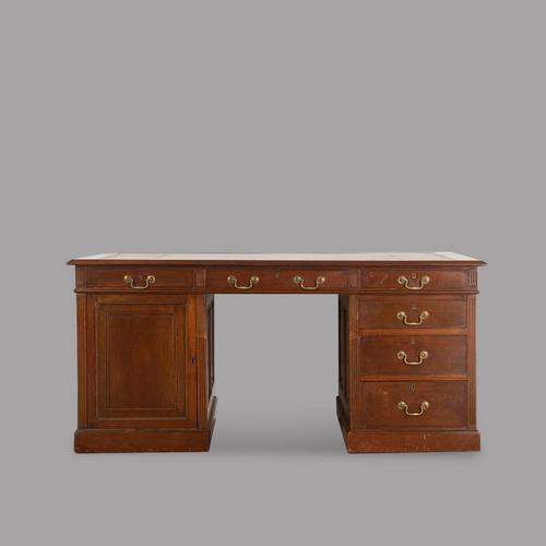 English 19th Century Walnut Pedestal Desk (1 of 4)