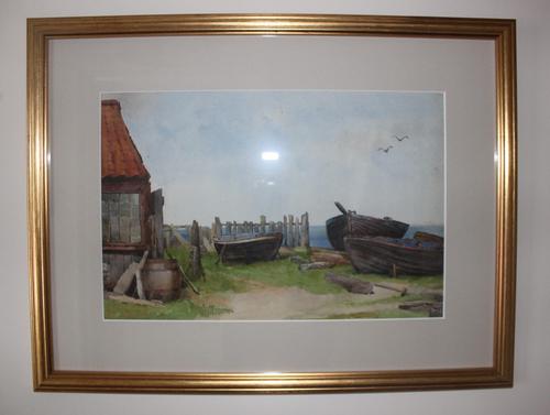 Antique Original Watercolour - Boatyard - Mary Sophia Godlee 1860-1932 (1 of 7) Antique Original Watercolour - Boatyard - Mary Sophia Godlee 1860-1932 (1 of 7)