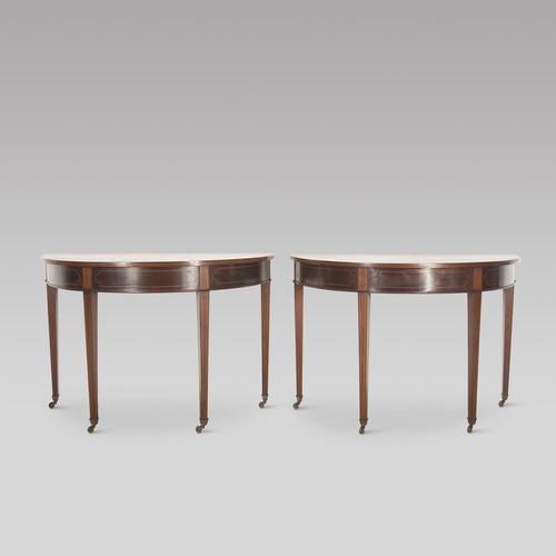 Pair of 19th Century Mahogany Demi Lune Tables (1 of 4)