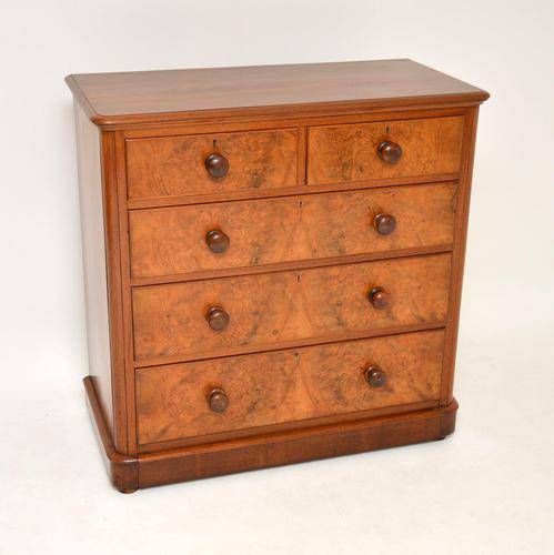 Antique Victorian Burr Walnut Chest of Drawers (1 of 9)