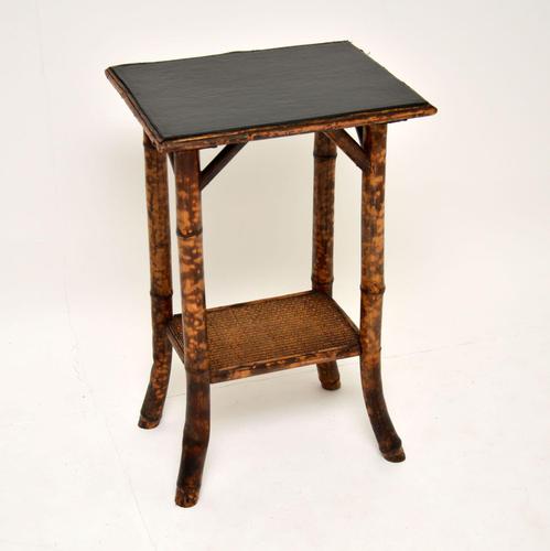 Antique Victorian Bamboo Leather  Top Side Table (1 of 6)