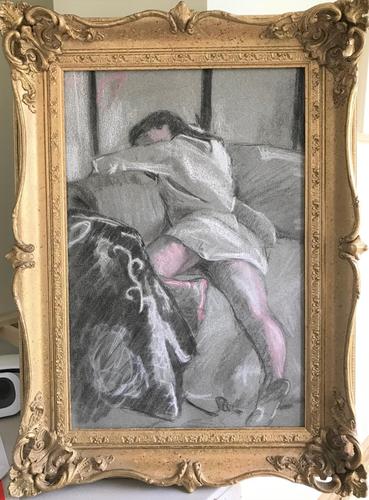 Original pastel 'Sleeping figure' by Dennis Gilbert NEAC. B.1922. From a studio collection (1 of 2) Original pastel 'Sleeping figure' by Dennis Gilbert NEAC. B.1922. From a studio collection (1 of 2)