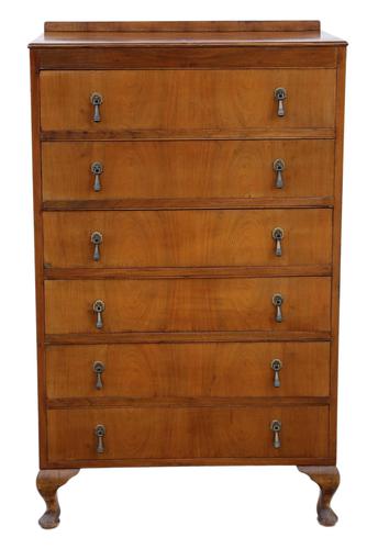 Retro 6 drawer figured walnut chest of drawers c.1930 (1 of 8) Retro 6 drawer figured walnut chest of drawers c.1930 (1 of 8)