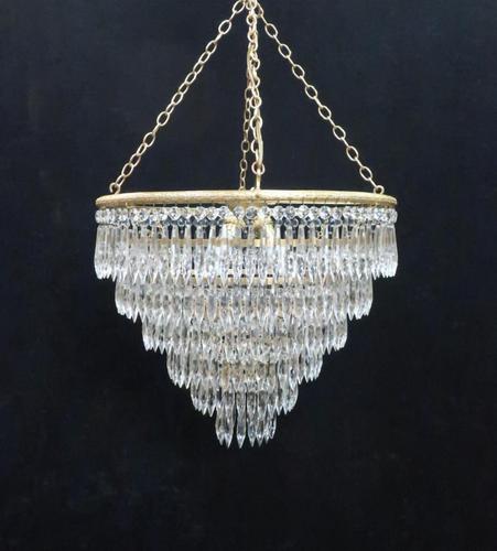 Italian Art Deco Six Tier Crystal Glass Chandelier (1 of 8)