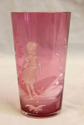 Antique  Cranberry Glass Tot by Mary Gregory (1 of 5)