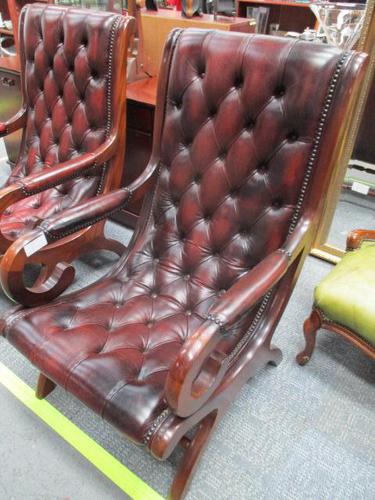 Chesterfield Red Leather Slipper Chair (1 of 4)