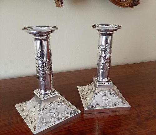 Superb Pair of Antique Solid Silver Candlesticks (1 of 8)