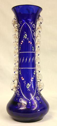 Antique Impressive Bristol Blue Glass Decorated Vase (1 of 7) Antique Impressive Bristol Blue Glass Decorated Vase (1 of 7)