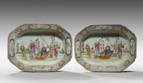 Rare Pair of 18th Century Chinese Deep Rectangular Dishes (1 of 6) Rare Pair of 18th Century Chinese Deep Rectangular Dishes (1 of 6)