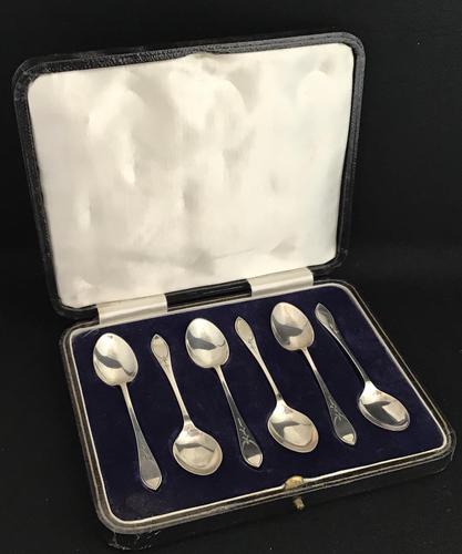 Cased Set  of 6 Silver Mid Century  Teaspoons (1 of 3)