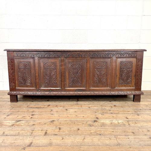 Huge 18th Century Carved Oak Coffer (1 of 9)