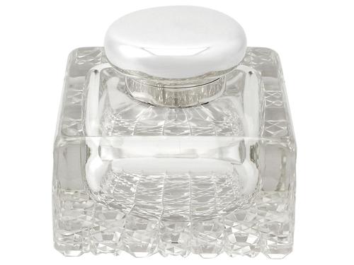 Cut Glass & Sterling Silver Desk Inkwell by Asprey & Co - Antique George V (1 of 9) Cut Glass & Sterling Silver Desk Inkwell by Asprey & Co - Antique George V (1 of 9)
