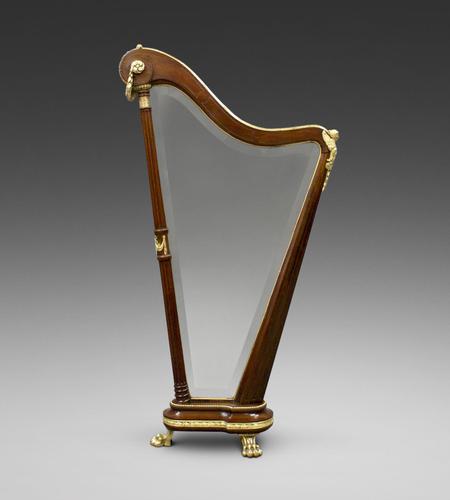 A mahogany & ormolu harp shaped fire screen (1 of 6) A mahogany & ormolu harp shaped fire screen (1 of 6)