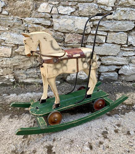 Antique Wooden Push Along Rocking Horse Toy (1 of 19)