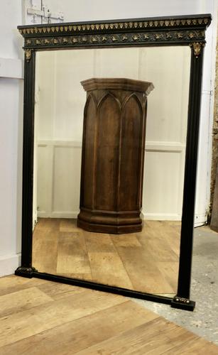 Large French Overmantel Mirror in Black with Gold Detail (1 of 6)