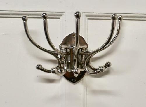 Art Deco Style French Chrome Coat Rack, Hat & Coat Hooks (1 of 5)