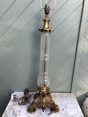 Antique Gilt Brass & Cut Glass Table Lamp (1 of 6)