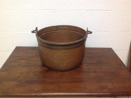 Very Fine 19th Century French Perigordain Copper Cauldron with Cast Iron Handle VGC Plant Holder, Tress Planter Urn (1 of 7)