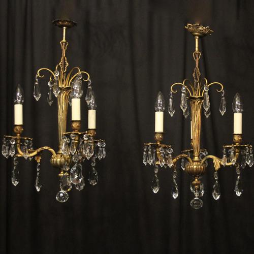 French Pair of Gilded Bronze Antique Chandeliers (1 of 10) French Pair of Gilded Bronze Antique Chandeliers (1 of 10)