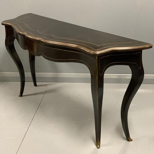 French Ebonised & Brass Inlaid Console Table (1 of 11)