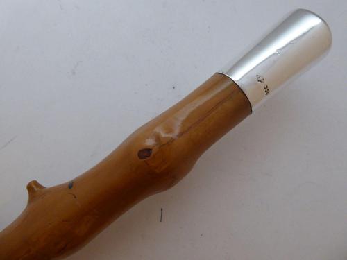 Victorian Country Walking Stick Cane 1891 Hallmarked Solid Silver Pommel Hawthorn Shaft (1 of 9)