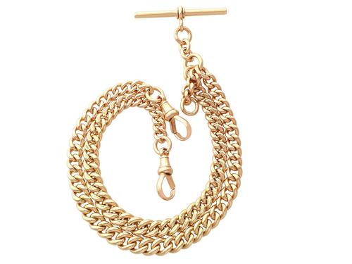9ct Yellow Gold Double Albert Watch Chain - 1925 (1 of 12) 9ct Yellow Gold Double Albert Watch Chain - 1925 (1 of 12)