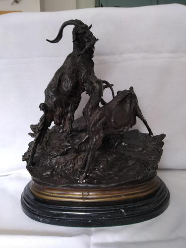 J Moigniez, Sculpture of Two Goats (1 of 3)