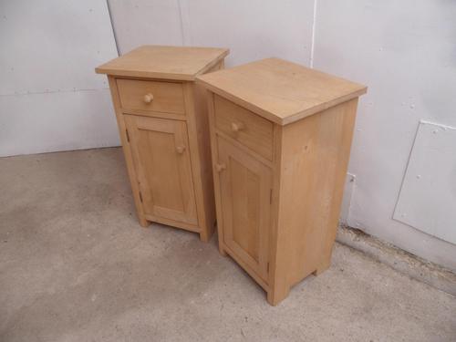 Large Tall Pair of Antique Pine Bedside Cabinets to wax / paint (1 of 8)