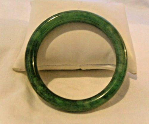 Vintage Jade Bangle 1970s Spinach Green Bracelet 7" Length Heavy 42.9 Grams (1 of 5)